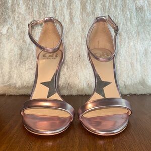 Gianni Bini Pink Rose Metallic Strappy Heels